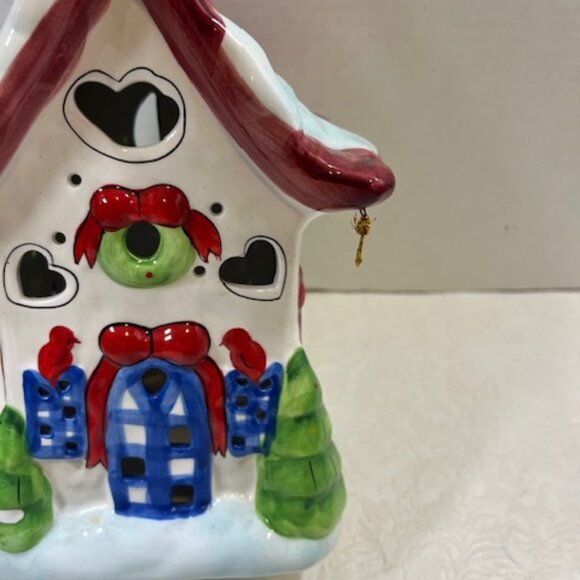 VTG Elements Christmas Village Church Ceramic Hand Painted 5.5"x5"x11" - Picture 7 of 11